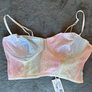 garage rhinestone corset top (rainbow colour) size M. BRAND NEW W TAGS